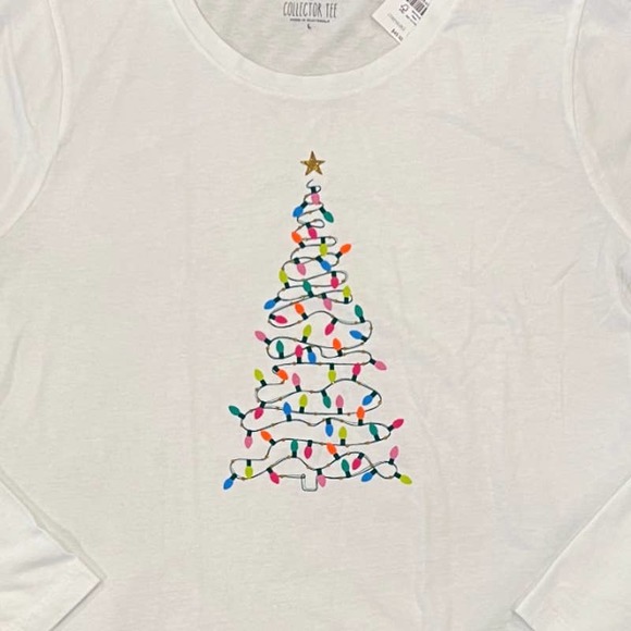 NWT J. Crew White W/Christmas Tree Lights Graphic Tee - Picture 6 of 10